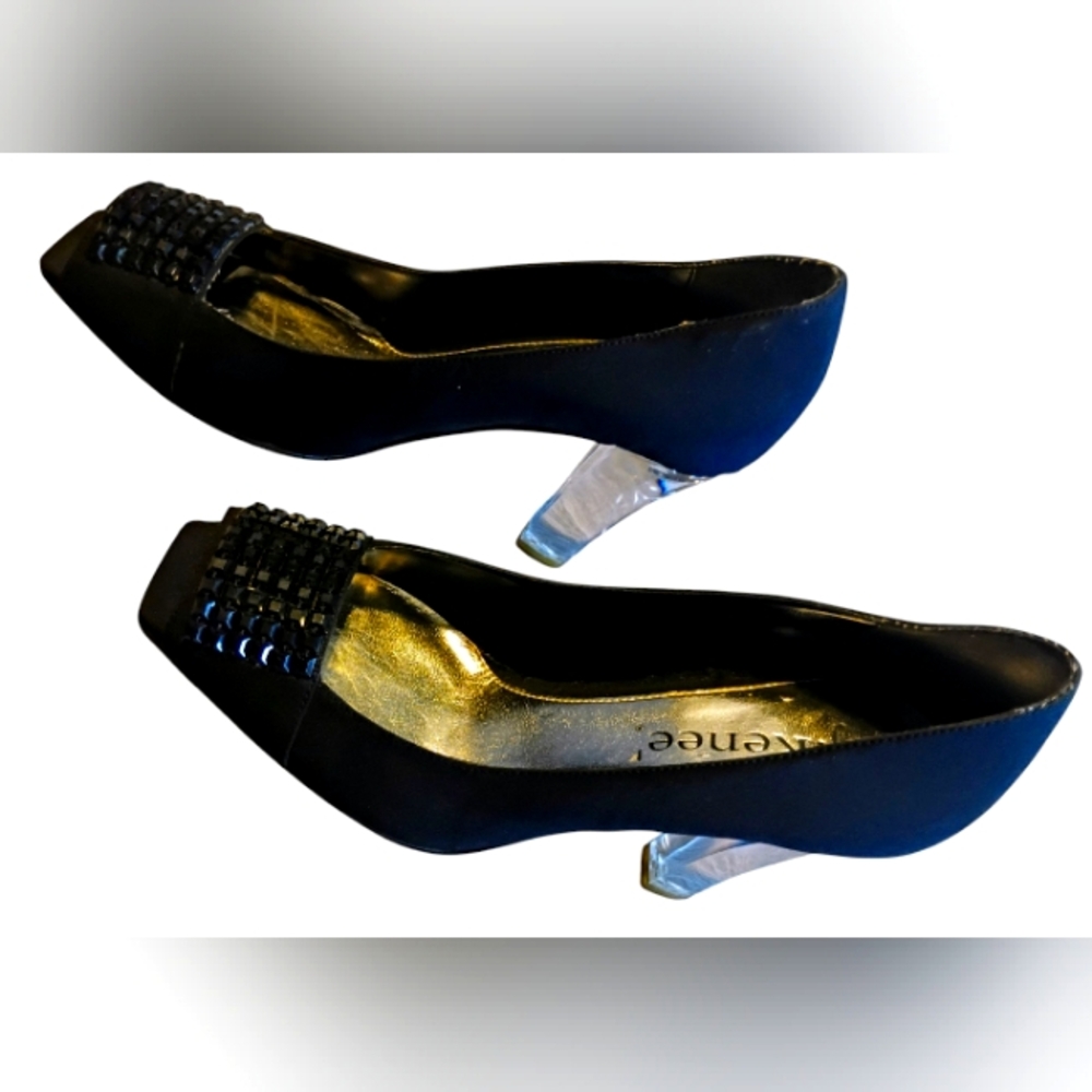 J.Renee Black Heels with Sleek Design and Decorative Detailing